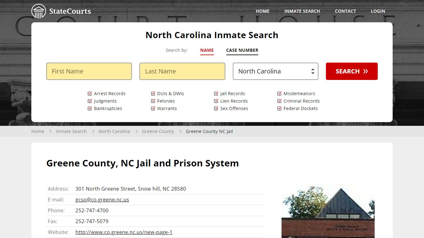 Greene County NC Jail Inmate Records Search, North Carolina - StateCourts
